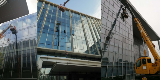 办公楼高层幕墙玻璃更换过程解析